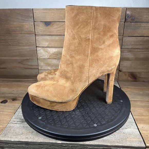 VERONICA BEARD Womens Sz 7.5 Brown Platform Padded Dali Stiletto Zip-Up Suede - Picture 3 of 10